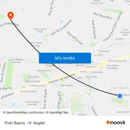 Polo Beyris to Anglet map