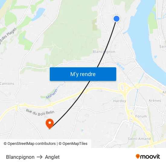 Blancpignon to Anglet map