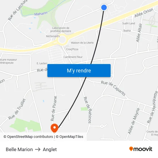 Belle Marion to Anglet map