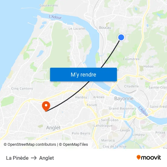 La Pinède to Anglet map