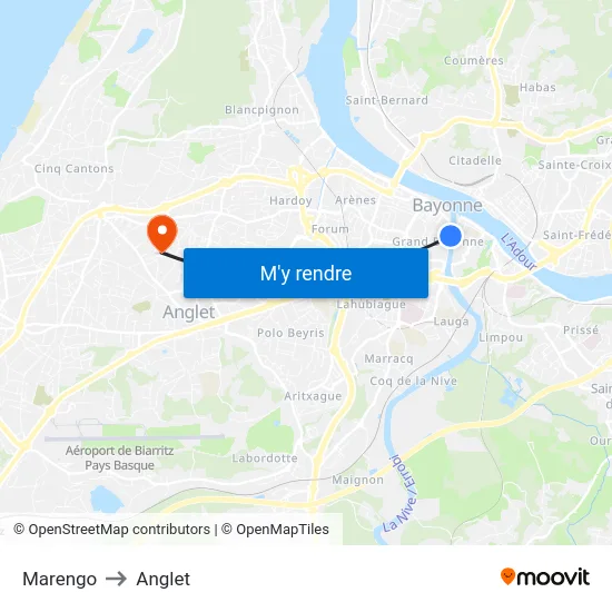 Marengo to Anglet map