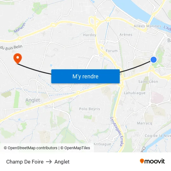 Champ De Foire to Anglet map