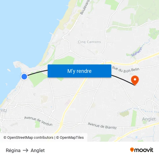 Régina to Anglet map