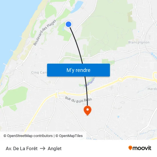 Av. De La Forêt to Anglet map