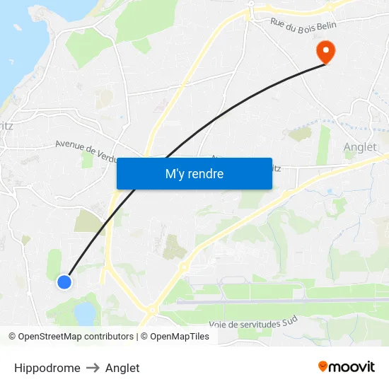 Hippodrome to Anglet map