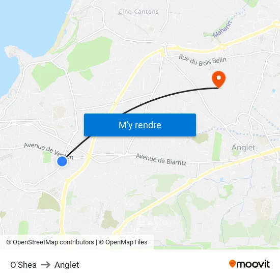 O'Shea to Anglet map