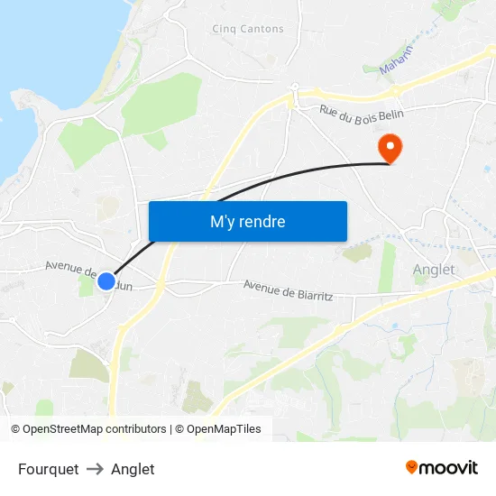 Fourquet to Anglet map