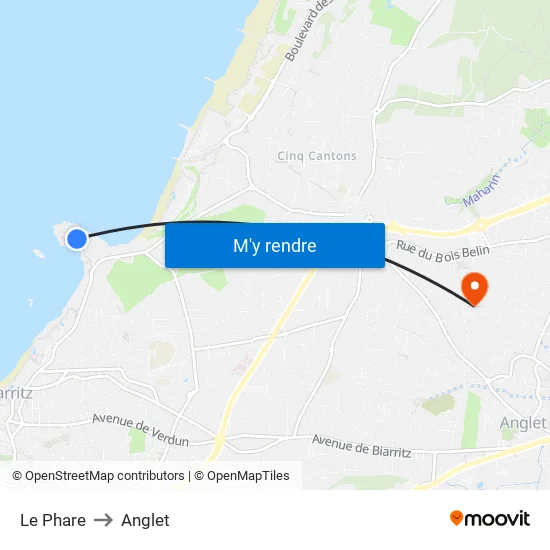 Le Phare to Anglet map