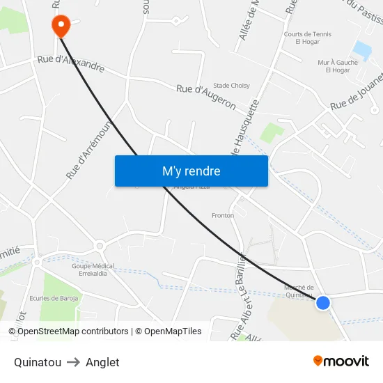 Quinatou to Anglet map