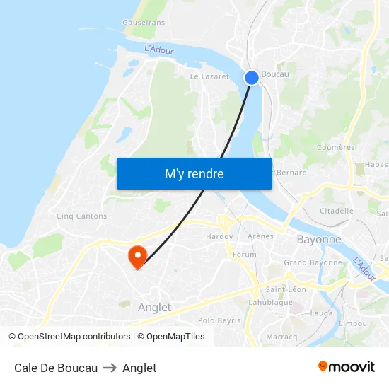 Cale De Boucau to Anglet map