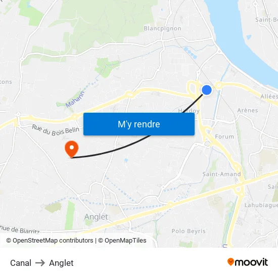 Canal to Anglet map