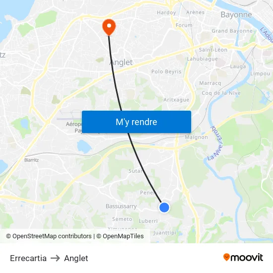 Errecartia to Anglet map