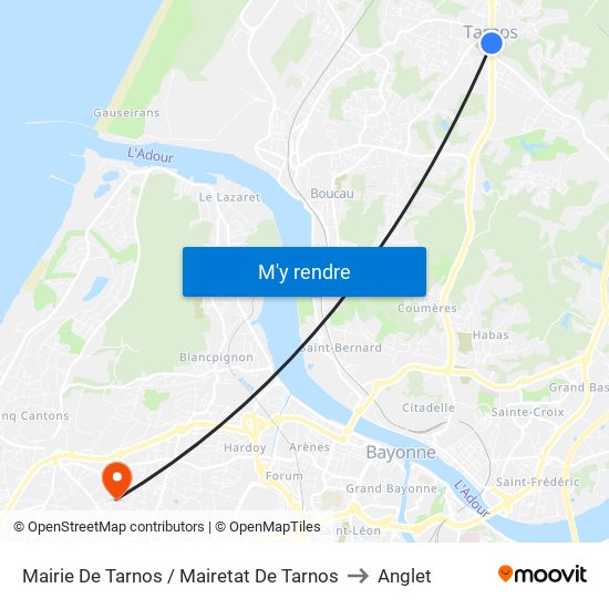 Mairie De Tarnos / Mairetat De Tarnos to Anglet map