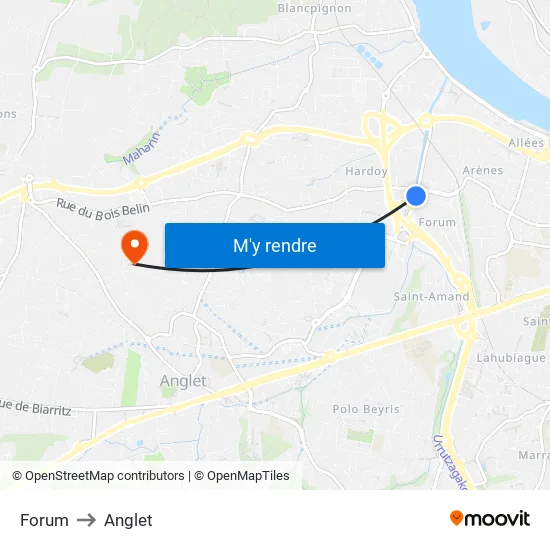 Forum to Anglet map