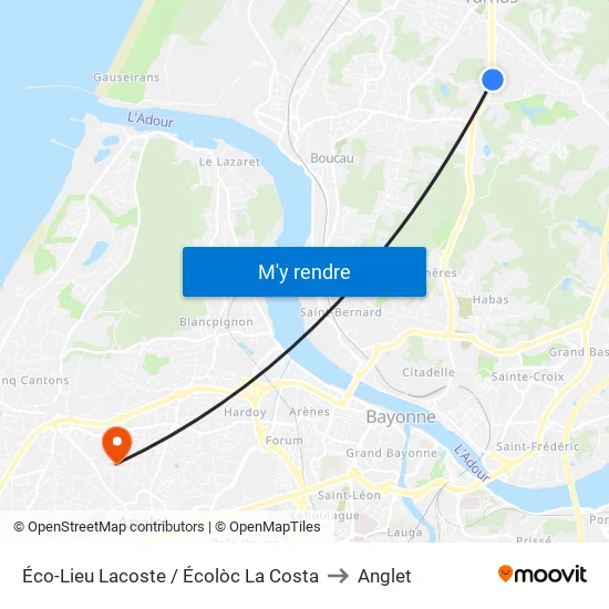 Éco-Lieu Lacoste / Écolòc La Costa to Anglet map