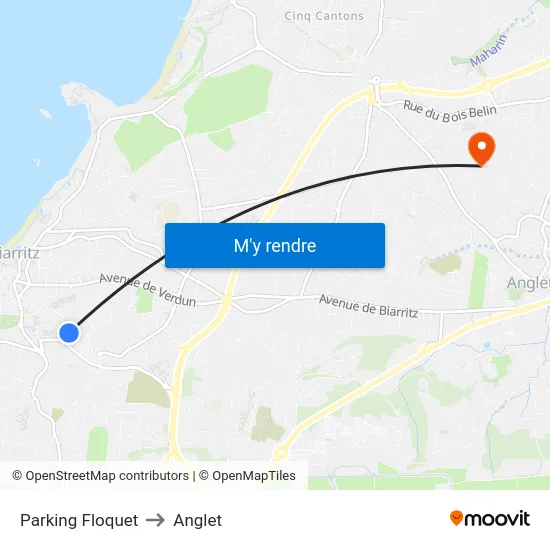 Parking Floquet to Anglet map