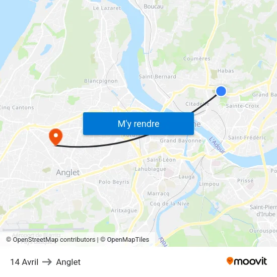 14 Avril to Anglet map