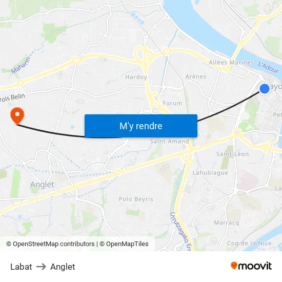 Labat to Anglet map