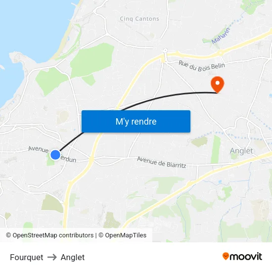 Fourquet to Anglet map