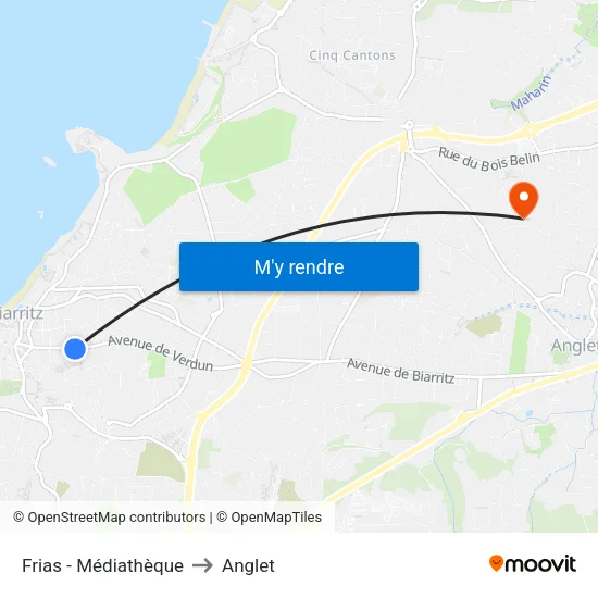 Frias - Médiathèque to Anglet map