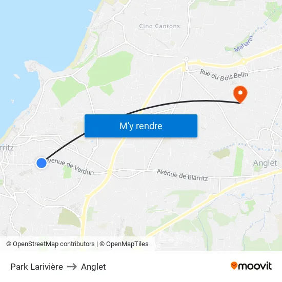 Park Larivière to Anglet map