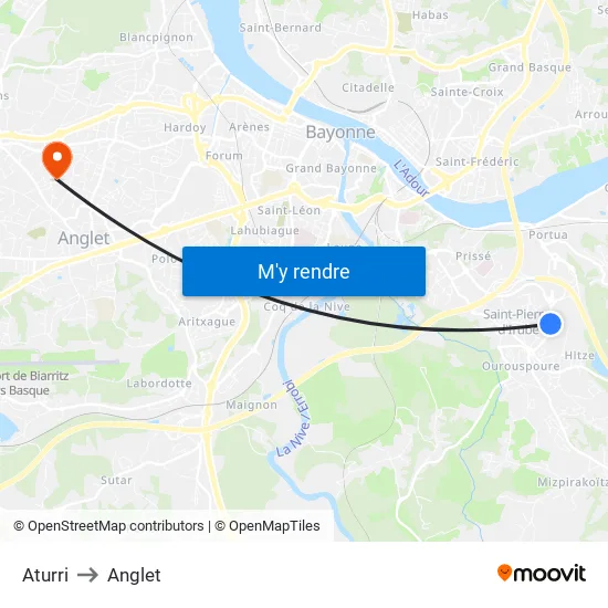 Aturri to Anglet map