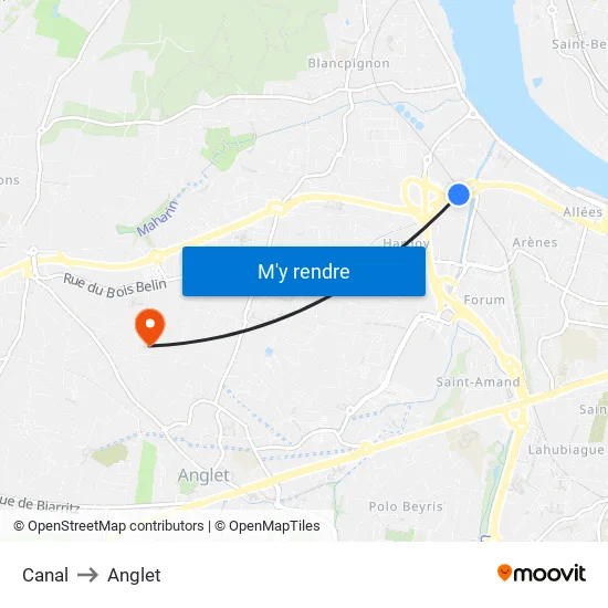 Canal to Anglet map