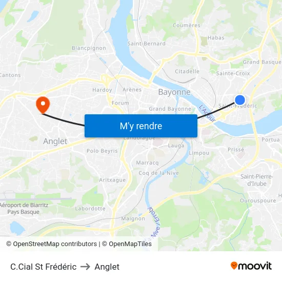 C.Cial St Frédéric to Anglet map