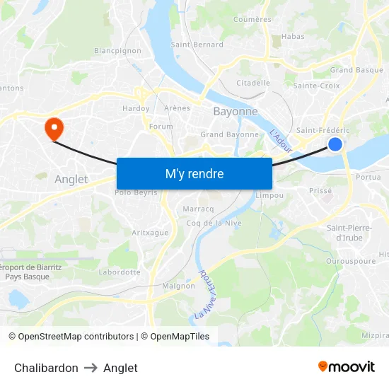 Chalibardon to Anglet map