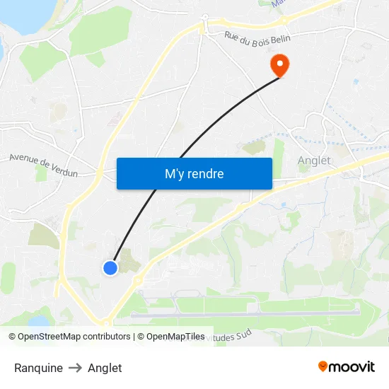 Ranquine to Anglet map