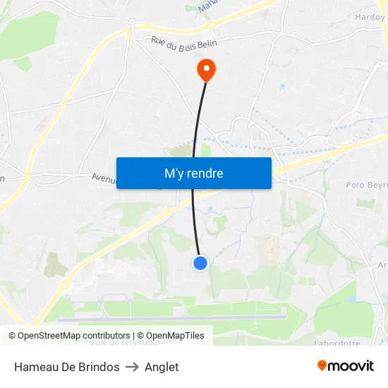 Hameau De Brindos to Anglet map