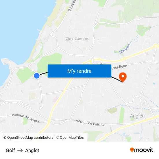 Golf to Anglet map