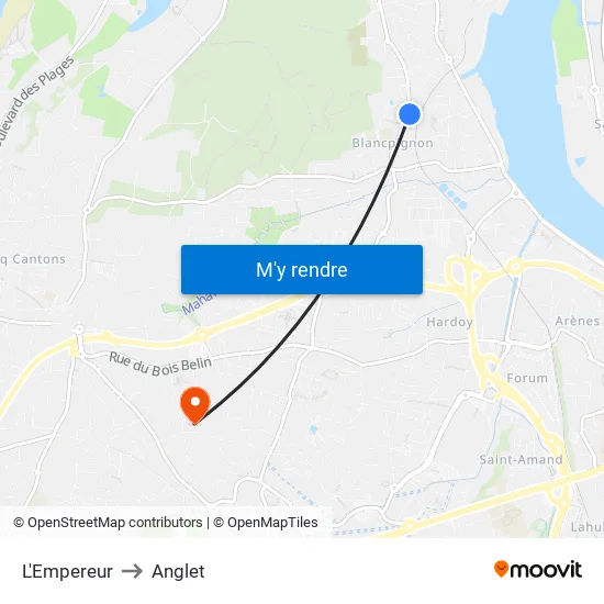 L'Empereur to Anglet map