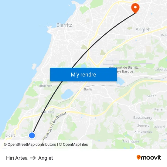 Hiri Artea to Anglet map