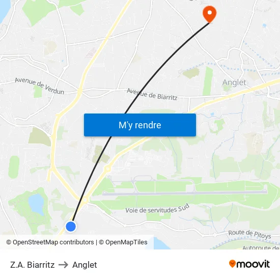 Z.A. Biarritz to Anglet map