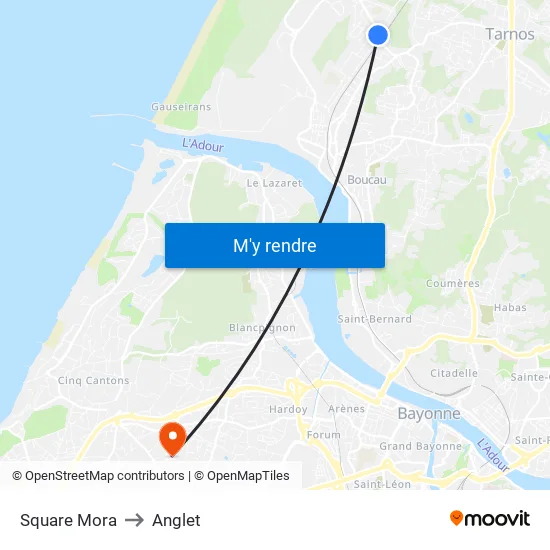 Square Mora to Anglet map