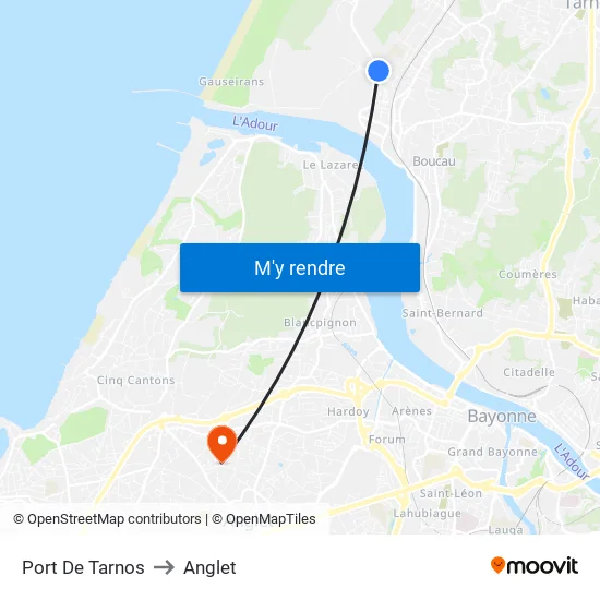 Port De Tarnos to Anglet map