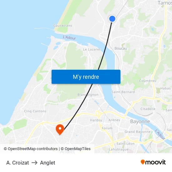 A. Croizat to Anglet map