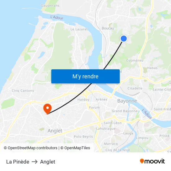 La Pinède to Anglet map