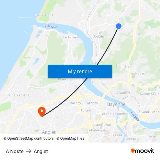 A Noste to Anglet map