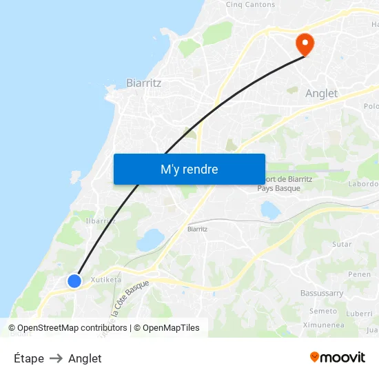 Étape to Anglet map