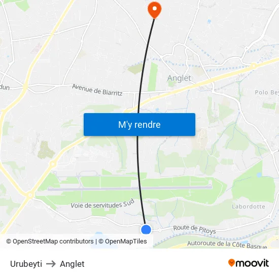 Urubeyti to Anglet map