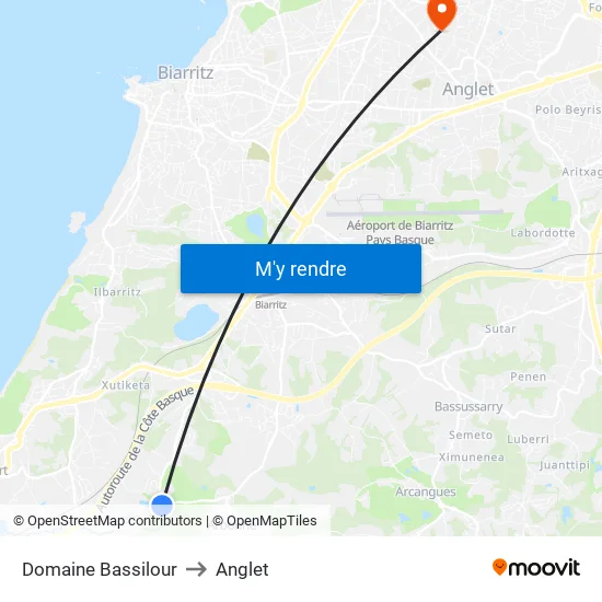 Domaine Bassilour to Anglet map