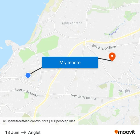 18 Juin to Anglet map