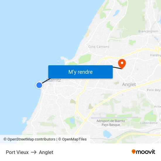 Port Vieux to Anglet map
