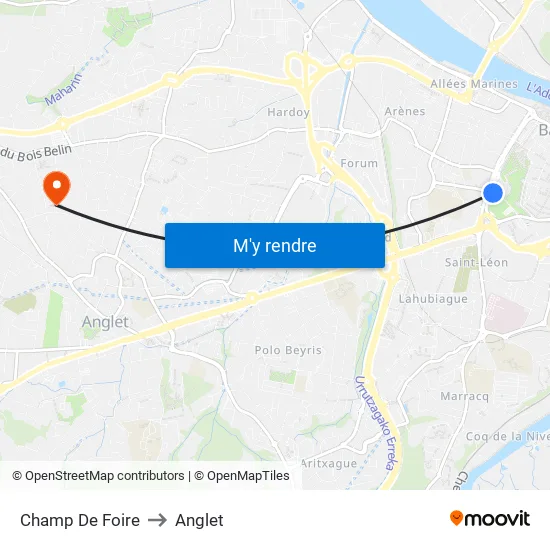Champ De Foire to Anglet map