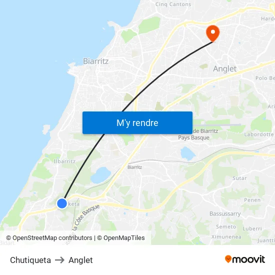 Chutiqueta to Anglet map
