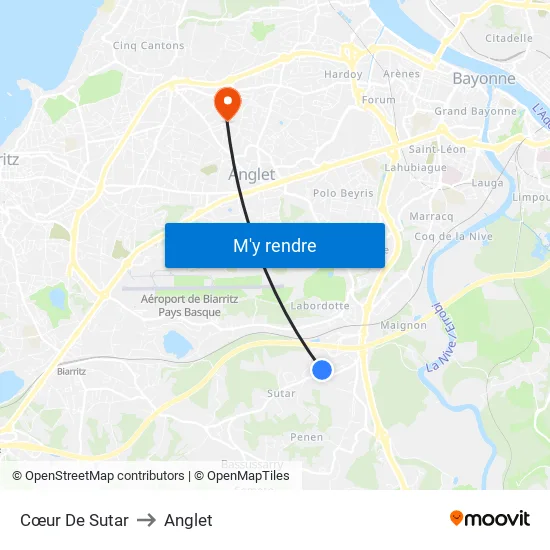 Cœur De Sutar to Anglet map