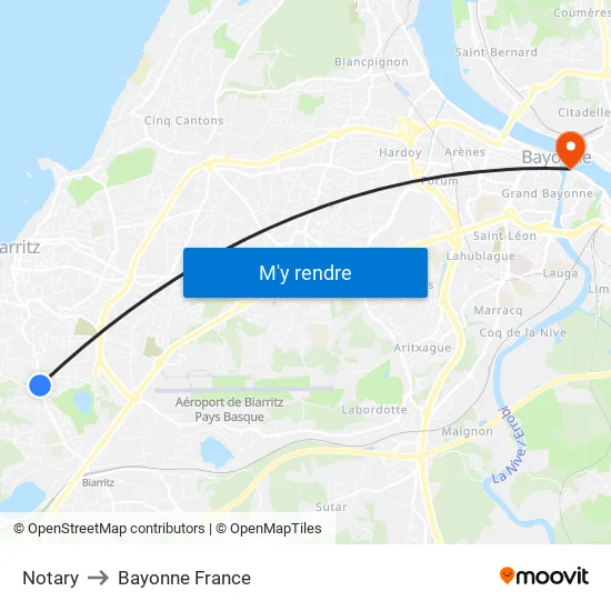 Notary to Bayonne France map