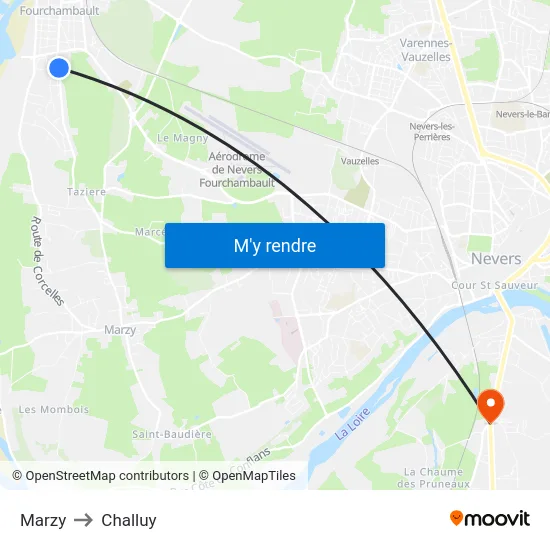 Marzy to Challuy map